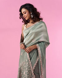 Mohey Women Sea Green Party Wear Saree