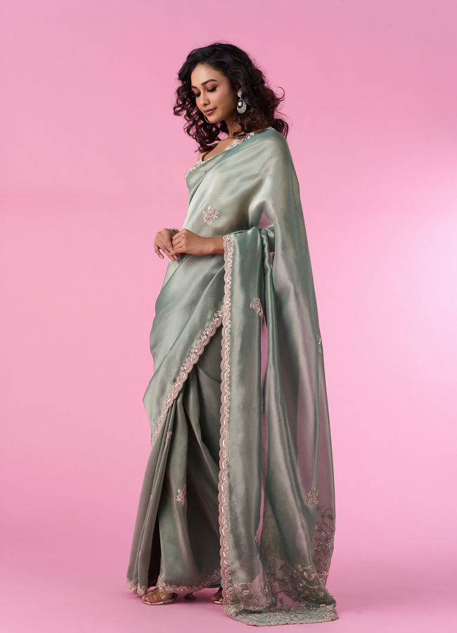 Mohey Women Sea Green Party Wear Saree