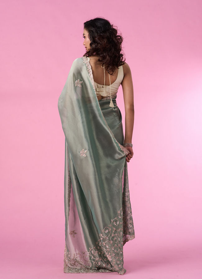 Mohey Women Sea Green Party Wear Saree
