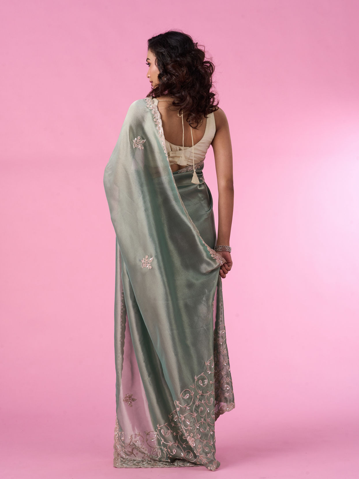 Mohey Women Sea Green Party Wear Saree