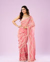 Charming Pink Chinon Saree