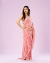 Mohey Women Charming Pink Chinon Saree