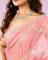 Mohey Women Charming Pink Chinon Saree