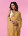 Mohey Women Ravishing Yellow Chinon Saree
