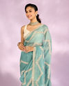 Mohey Women Elegant Light Blue Saree Ensemble