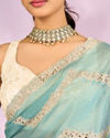 Mohey Women Elegant Light Blue Saree Ensemble