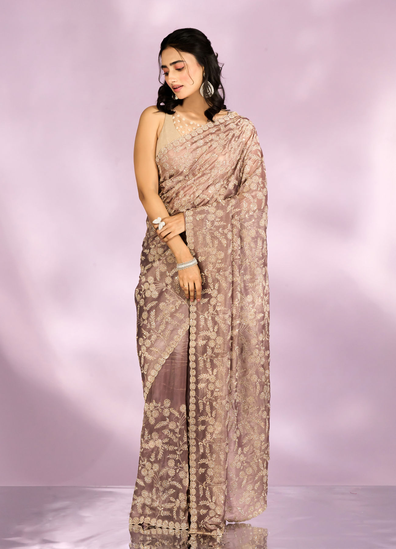 Mohey Women Fawn Enchanted Allure Saree