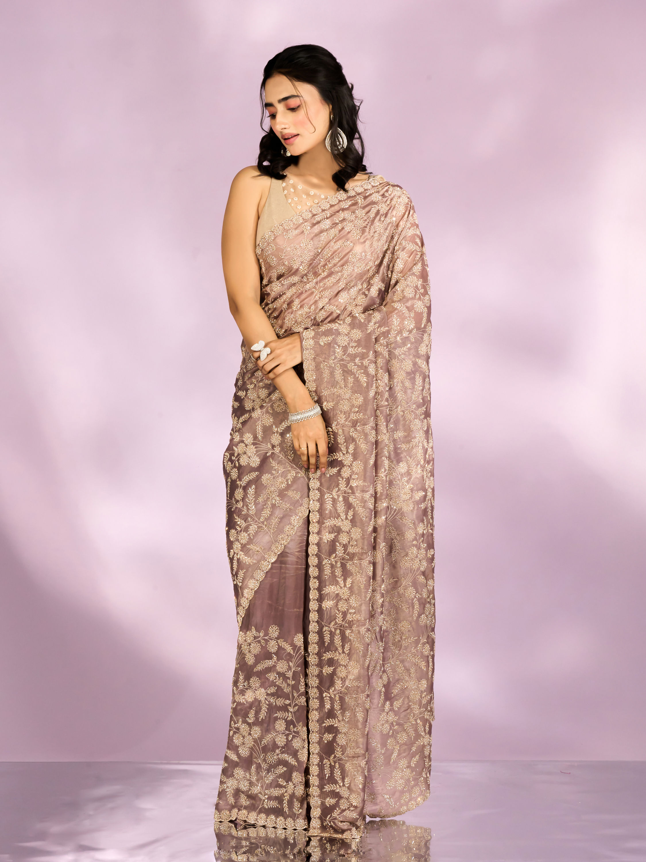 Mohey Women Fawn Enchanted Allure Saree