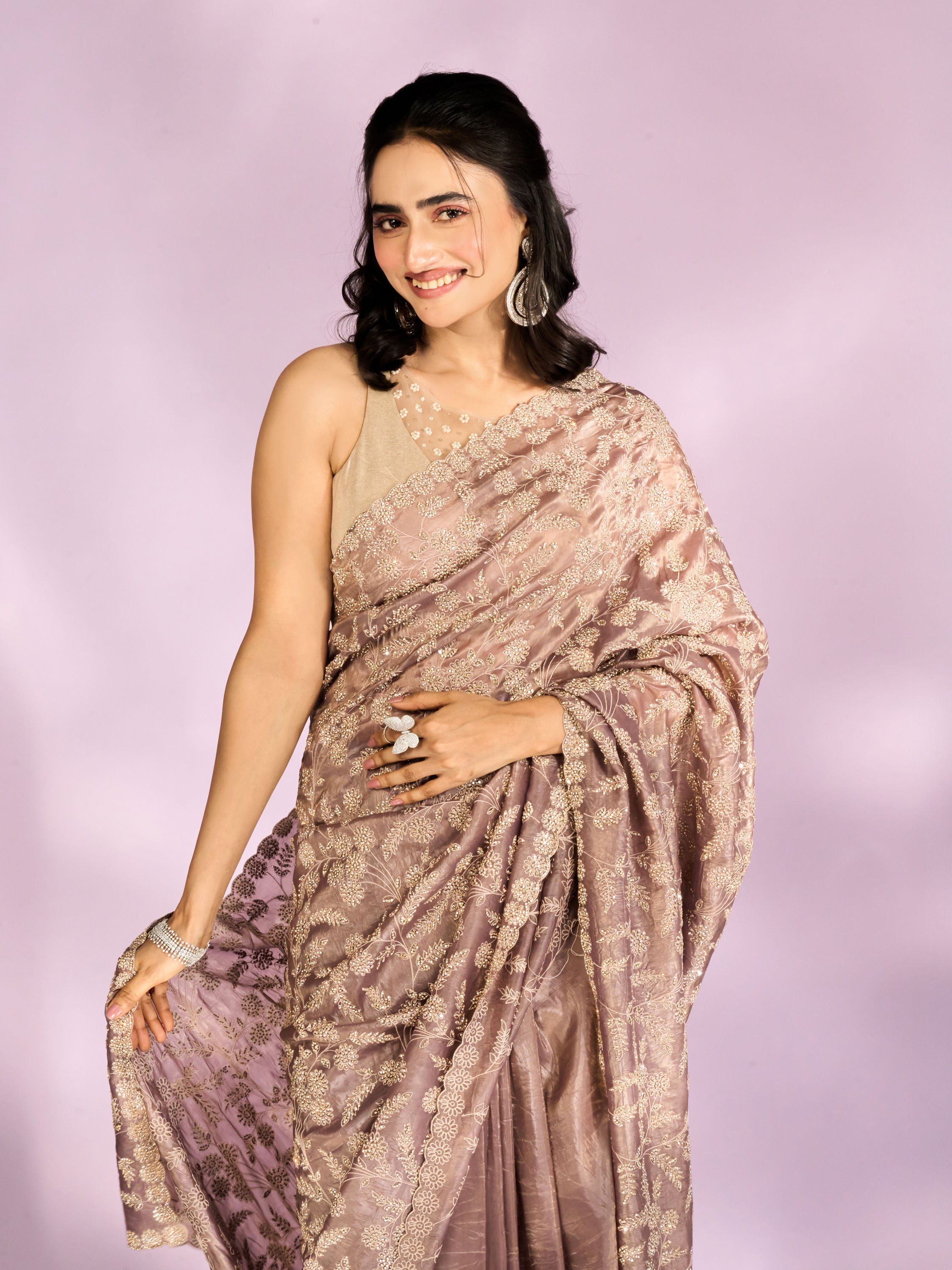Mohey Women Fawn Enchanted Allure Saree