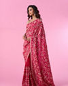 Mohey Women Rani Pink Exquisite Chinon Bridal Saree