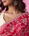 Mohey Women Rani Pink Exquisite Chinon Bridal Saree