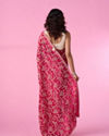 Mohey Women Rani Pink Exquisite Chinon Bridal Saree
