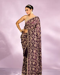 Mohey Women Purple Elegance Chinon Saree