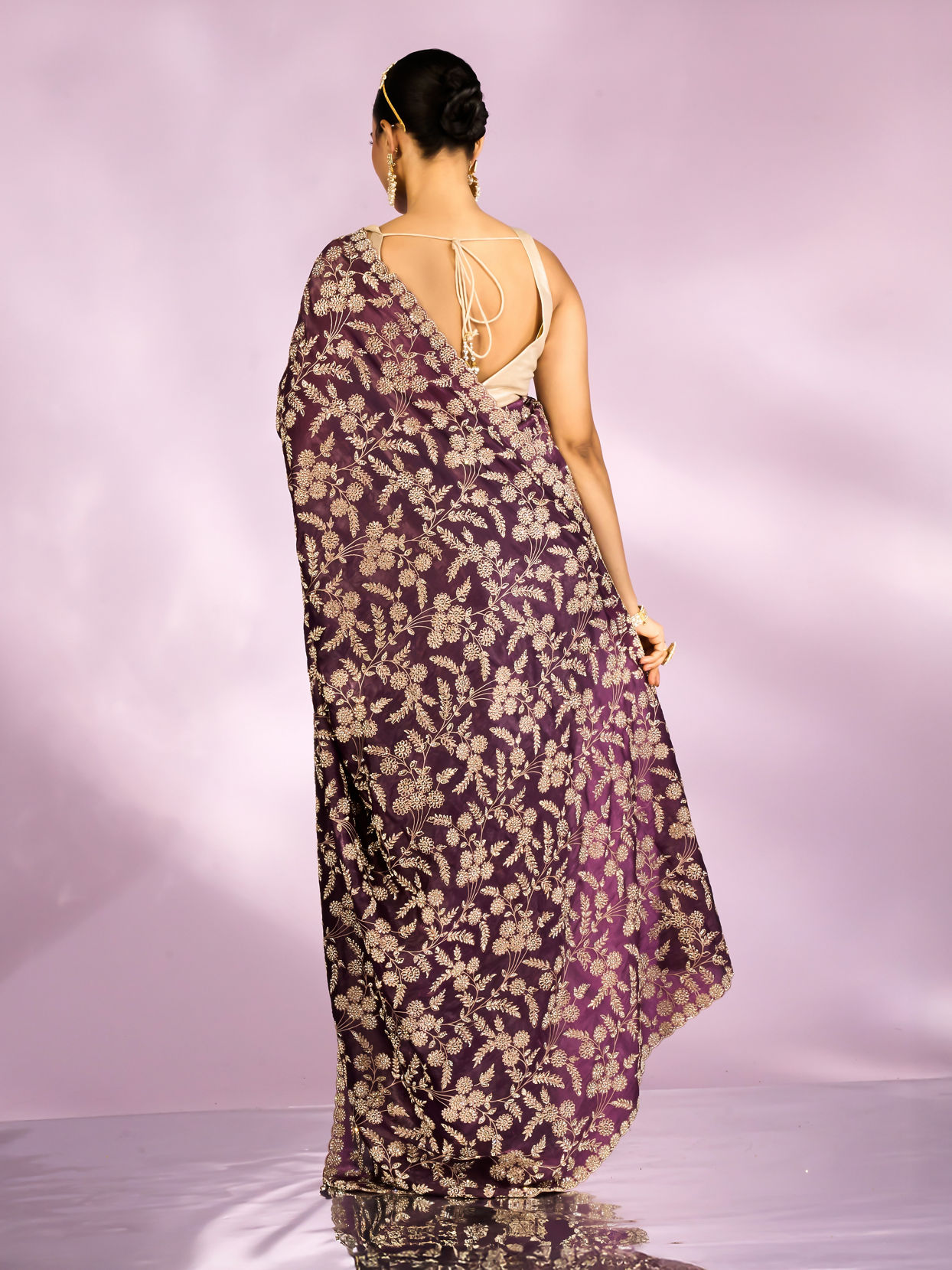 Mohey Women Purple Elegance Chinon Saree