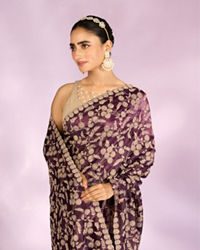Mohey Women Purple Elegance Chinon Saree