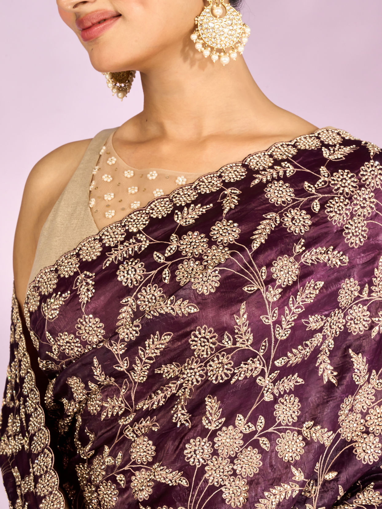 Mohey Women Purple Elegance Chinon Saree