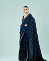 Mohey Women Indigo Blue Satin Saree