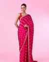 Mohey Women Rani Pink Satin Elegance Saree