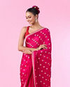 Mohey Women Rani Pink Satin Elegance Saree