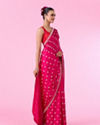 Mohey Women Rani Pink Satin Elegance Saree