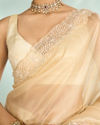 Mohey Women Ethereal Beige Organza Saree
