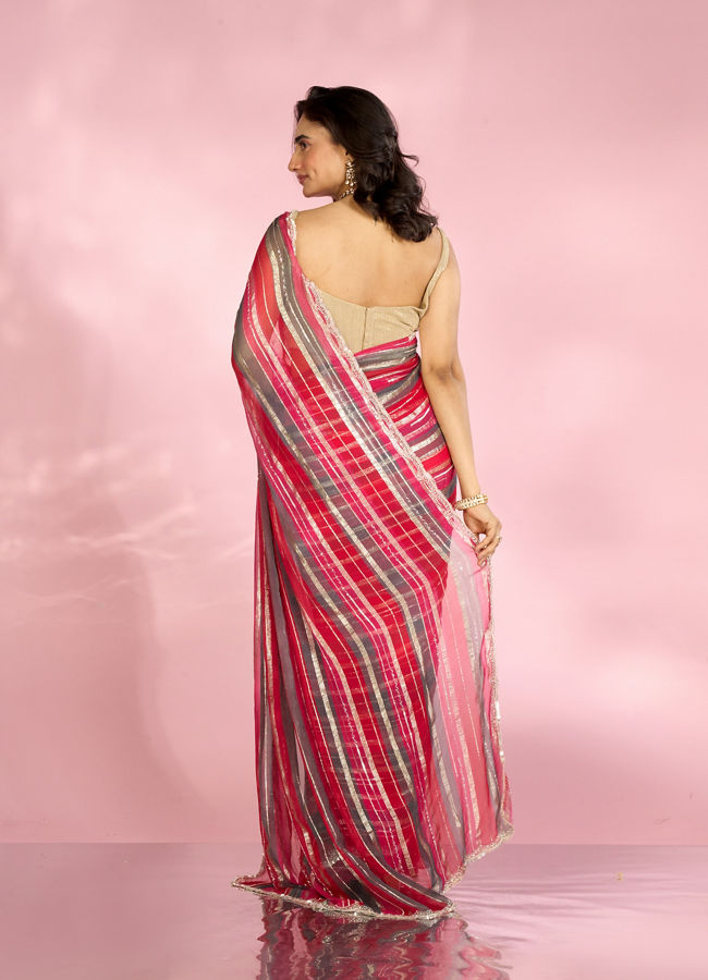 Mohey Women Radiant Rani Red Georgette Saree