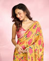 Mohey Women Radiant Mustard Yellow Satin Saree