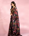 Mohey Women Elegant Blue Organza Saree