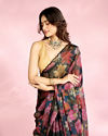 Mohey Women Elegant Blue Organza Saree