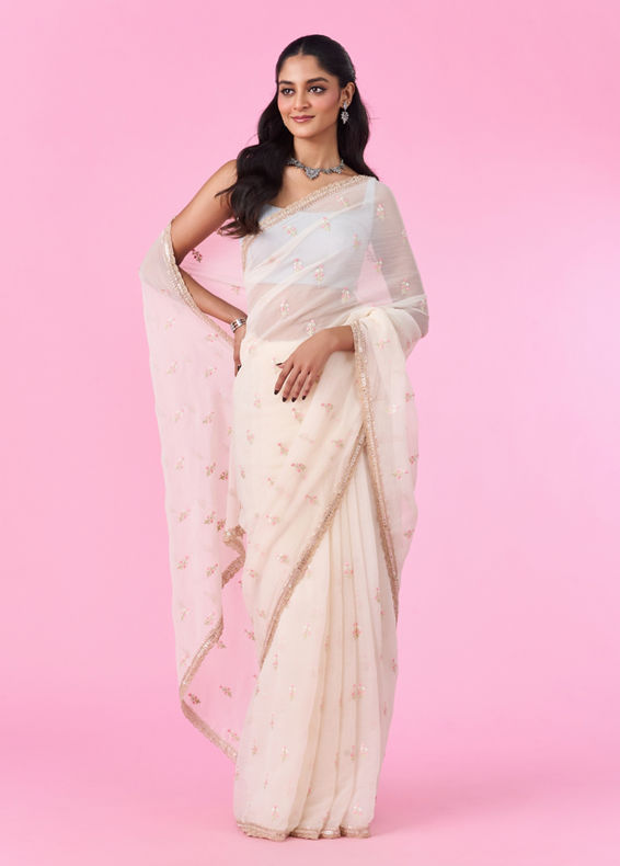 Mohey Women Rani Pink Satin Elegance Saree