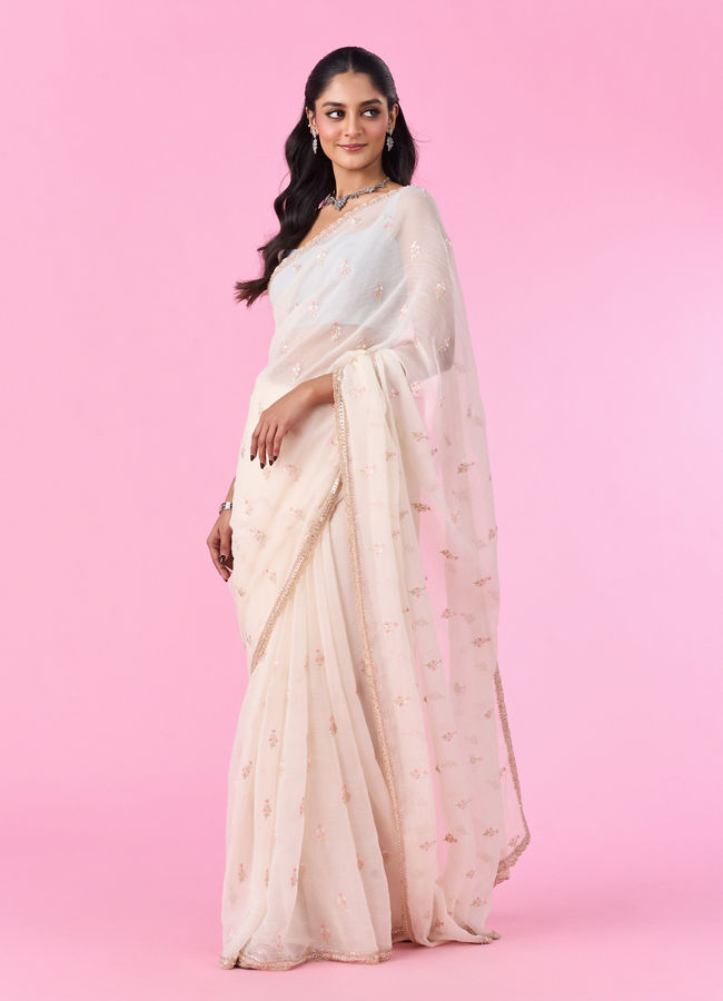 Mohey Women Rani Pink Satin Elegance Saree