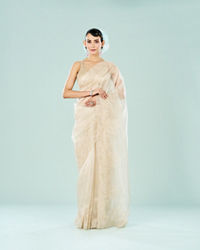 Mohey Women Cream Colored Vision of Elegance Saree