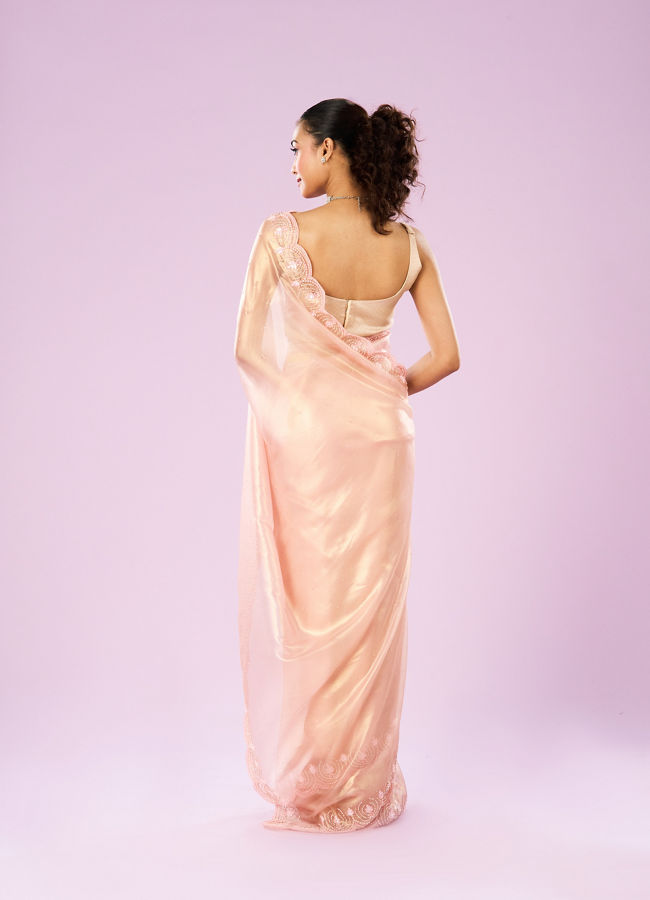 Mohey Women Ravishing Pink Organza Saree