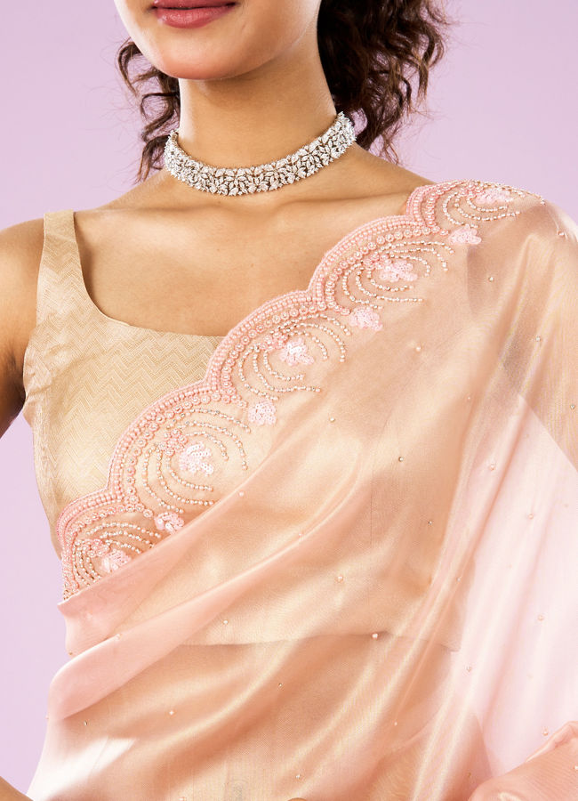 Mohey Women Ravishing Pink Organza Saree