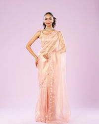Mohey Women Ravishing Pink Organza Saree
