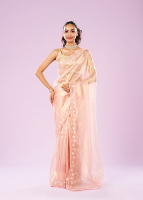 Mohey Women Ravishing Pink Organza Saree