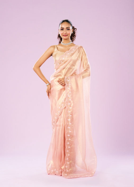Mohey Women Ravishing Pink Organza Saree