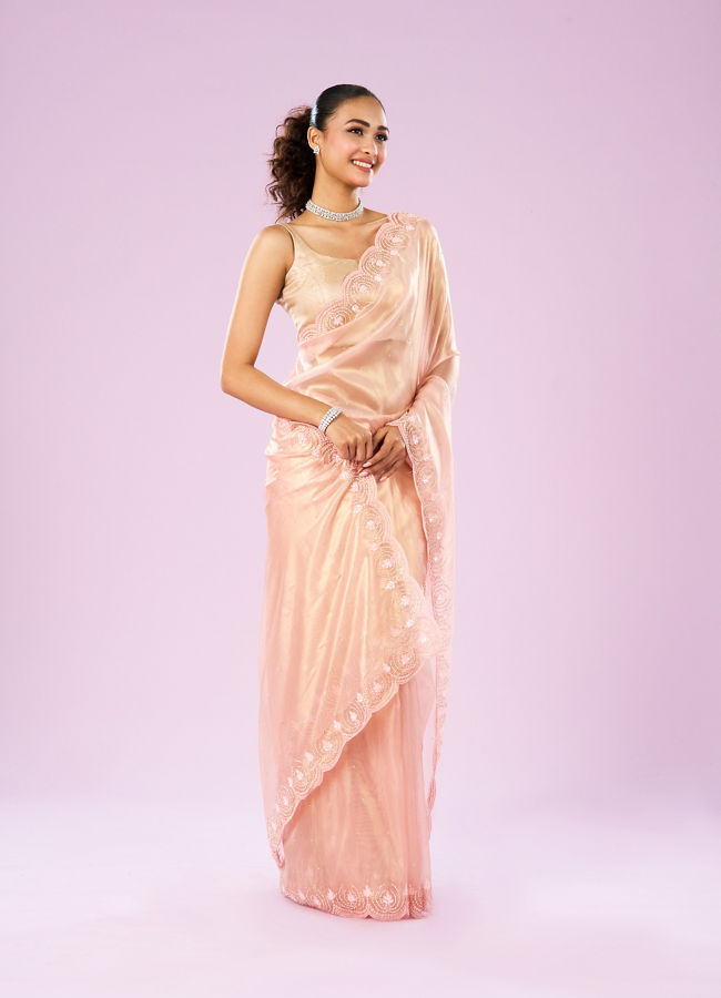 Mohey Women Ravishing Pink Organza Saree