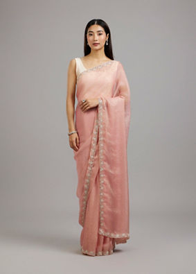 Mohey Women Peach Paradise Organza Saree