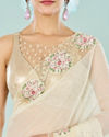 Mohey Women Elegant Cream Chiffon Saree