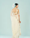 Mohey Women Elegant Cream Chiffon Saree
