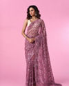 Mohey Women Dusty Pink Elegant Net Saree
