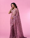 Mohey Women Dusty Pink Elegant Net Saree