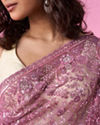 Mohey Women Dusty Pink Elegant Net Saree