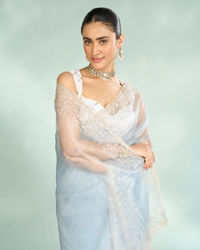 Mohey Women Blue Organza Enchantress Saree