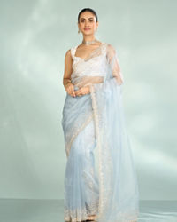 Mohey Women Blue Organza Enchantress Saree