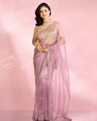 Mohey Women Scintillating Purple Radiance Organza Saree
