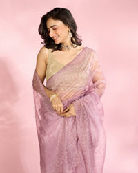 Mohey Women Scintillating Purple Radiance Organza Saree