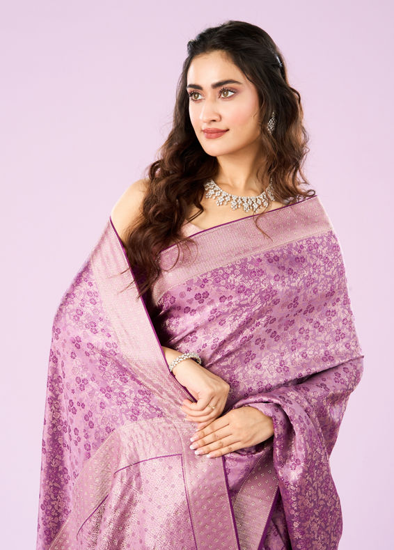 Mohey Women Elegant Purple Symphony Saree