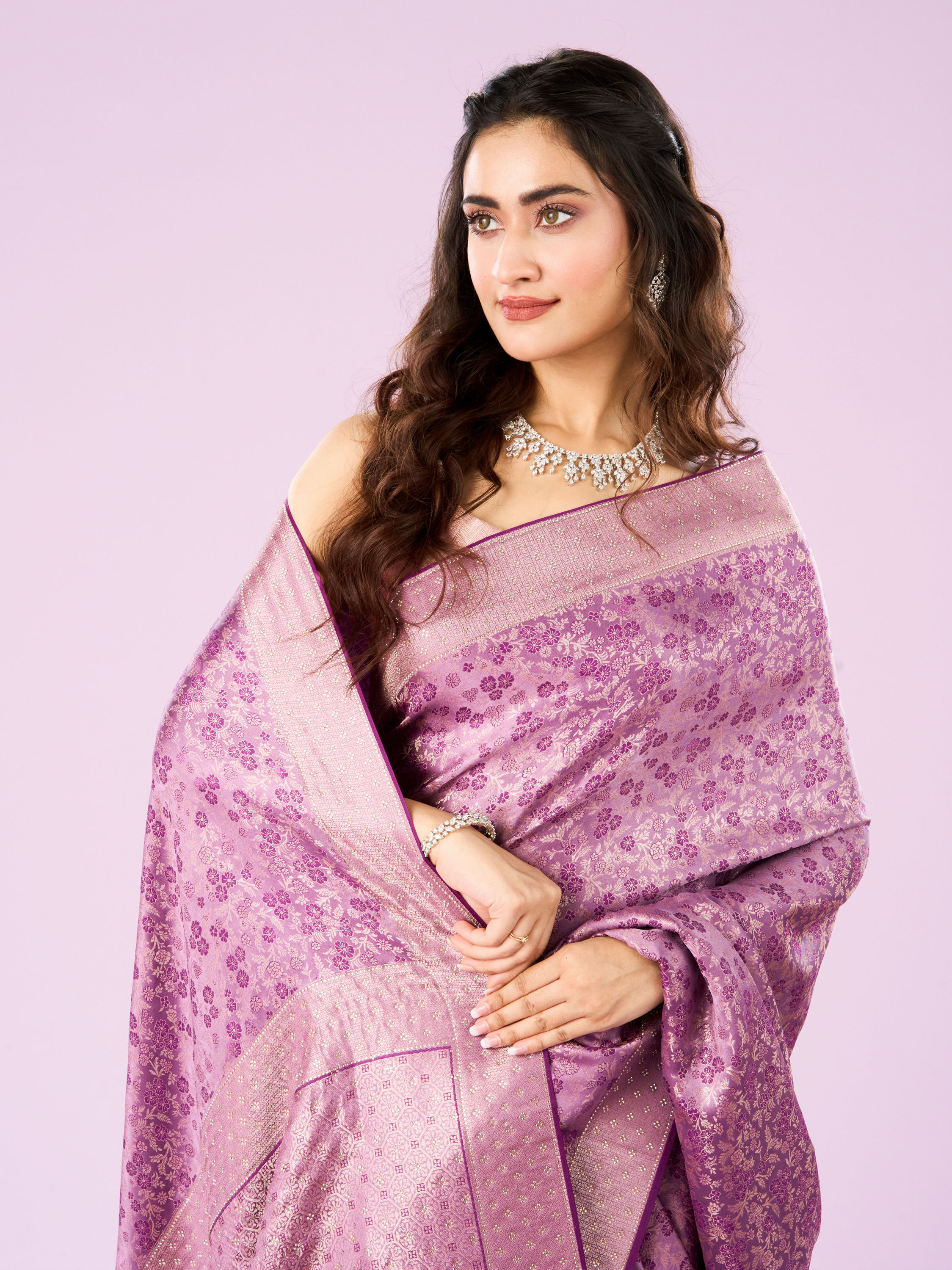 Mohey Women Elegant Purple Symphony Saree